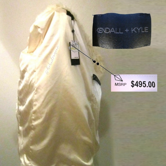 NWT Fully Lined Fur Coat Vegan Cream Ivory Fur Pea Coat Overcoat - Picture 5 of 16